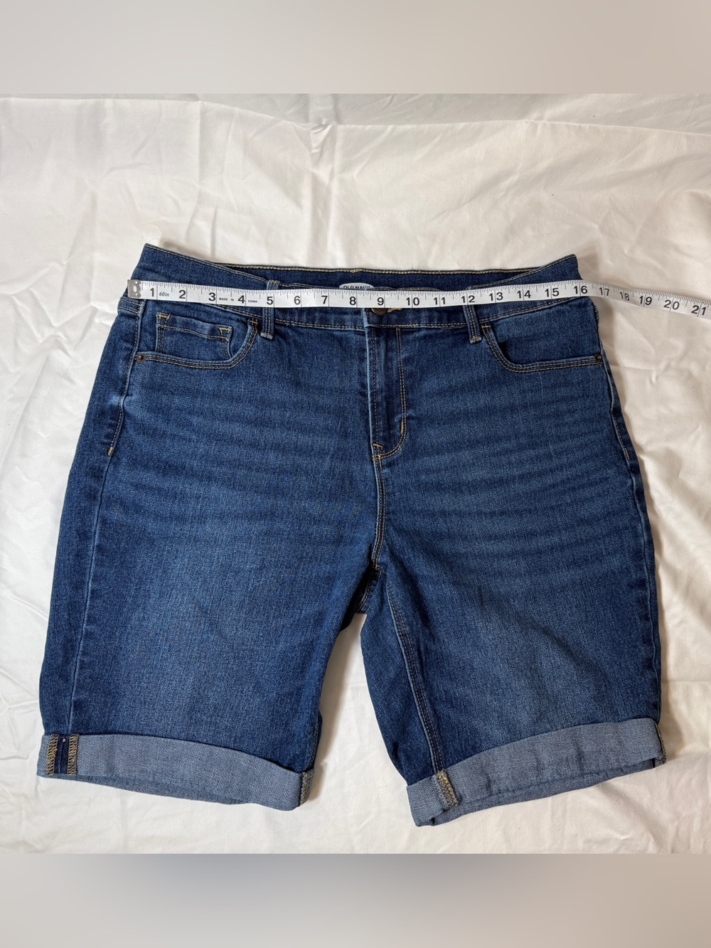 Old Navy Dark Blue Cuffed Denim Bermuda Shorts